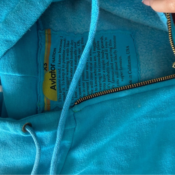 Aviator nation blue set neon blue sweatshirt zip up and sweatpants - Picture 11 of 13